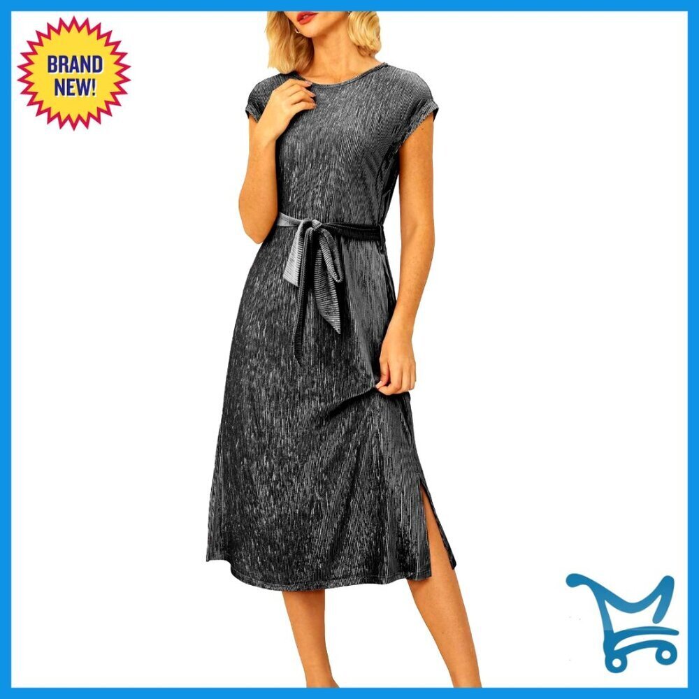 Sleeveless Velvet Midi Dress Elegant Party Wear with Pockets A-Line Fit